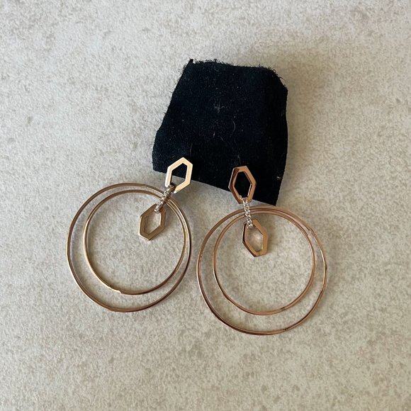 Luv AJ Rose Gold Hoop Earrings - Picture 2 of 5
